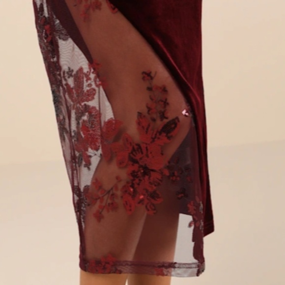 LULUS Sexy Prom Wedding Holiday Elegant Chic Shimmer Velvet Cocktail Midi - Picture 5 of 5